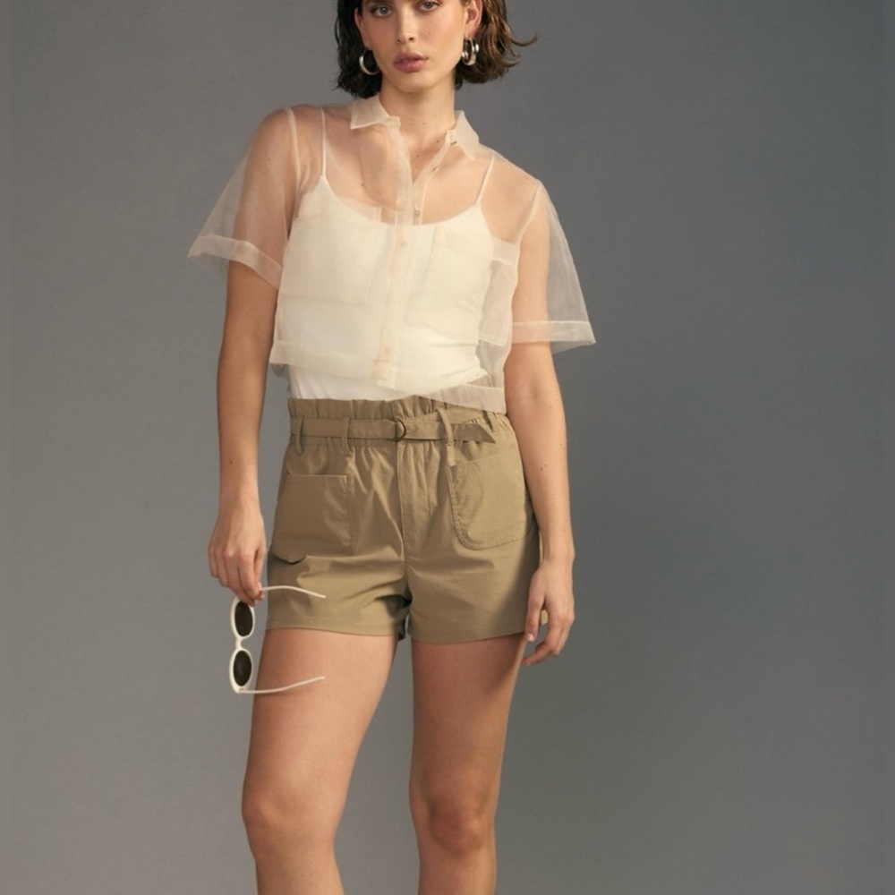 Anthropologie Olive Avec Les Filles Paper Bag Shorts